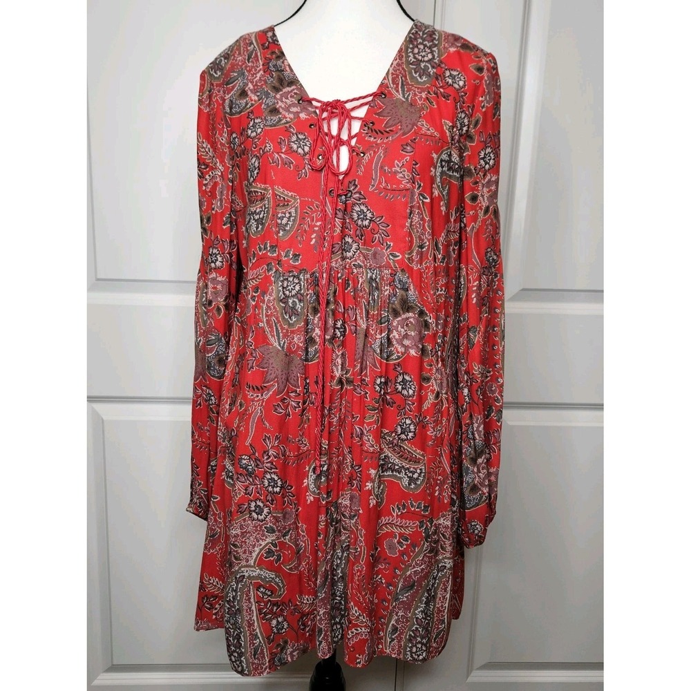 Free People Rain Or Shine Dress Floral Paisley Size Small Boho Hippie